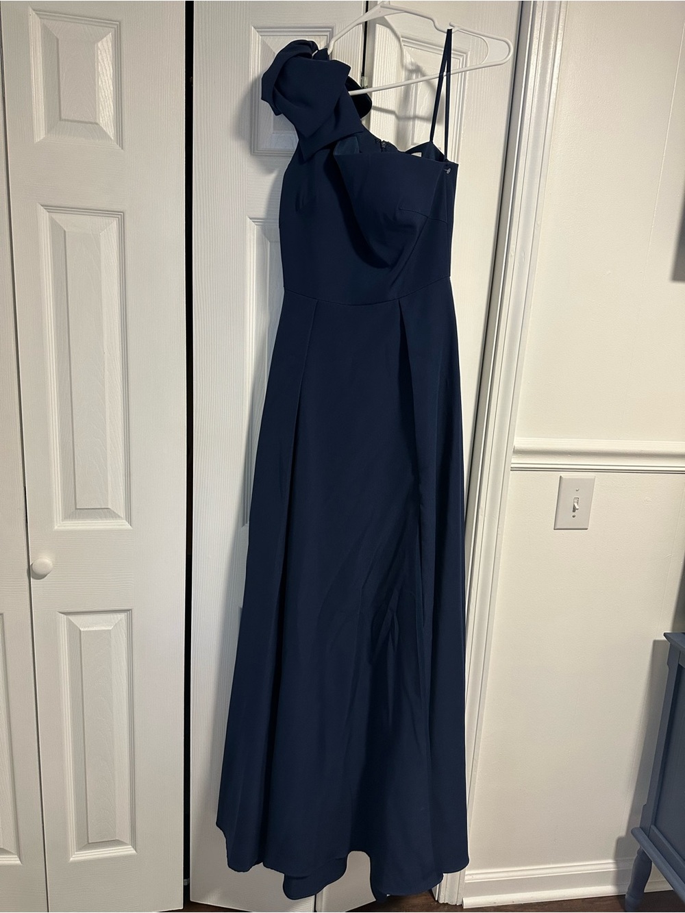 Mac Duggal Navy One-Shoulder Evening Gown